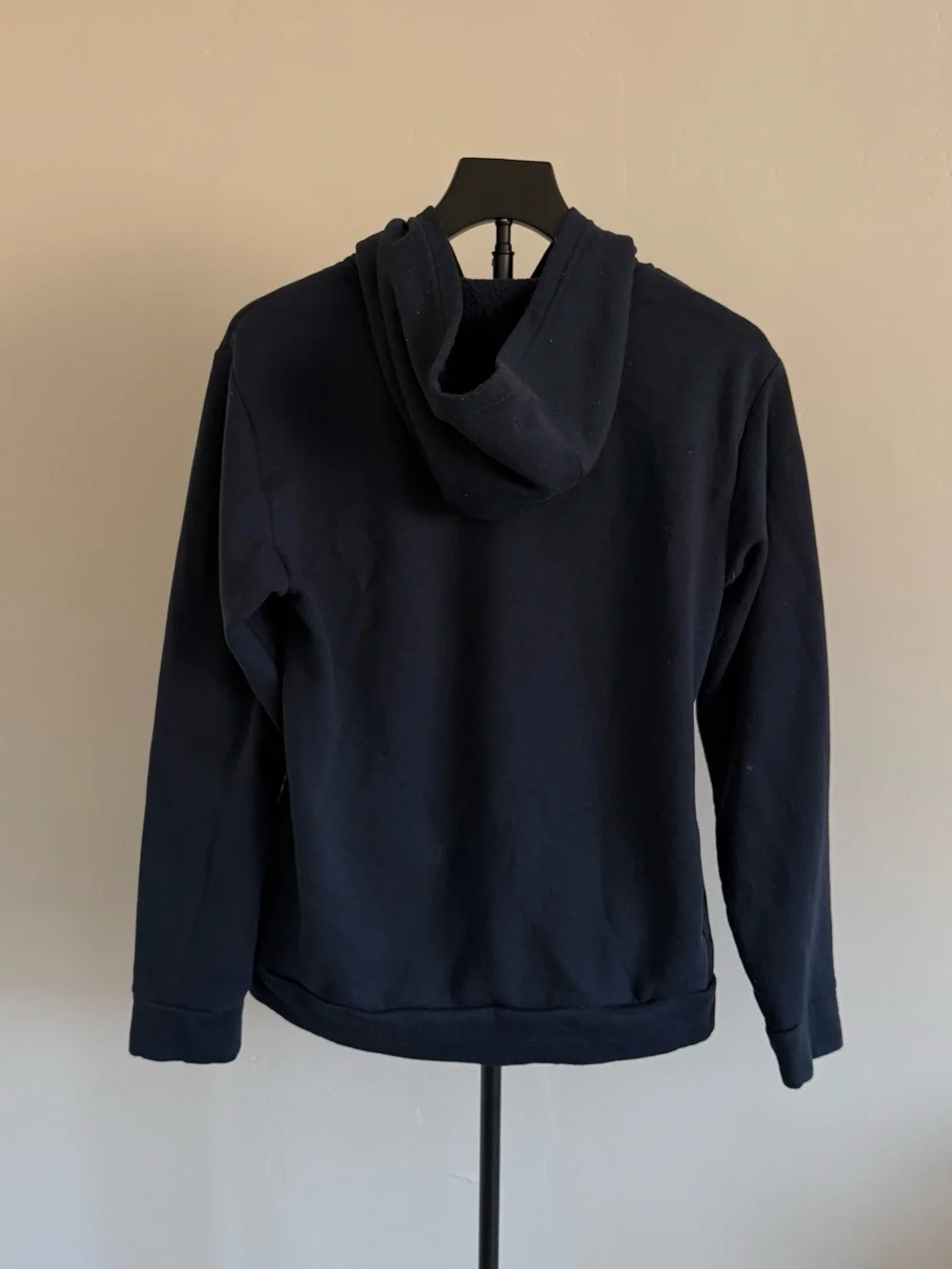 adidas Men's Blue Solid Fleece Pullover Hoodie Logo Zip Chest Pocket S